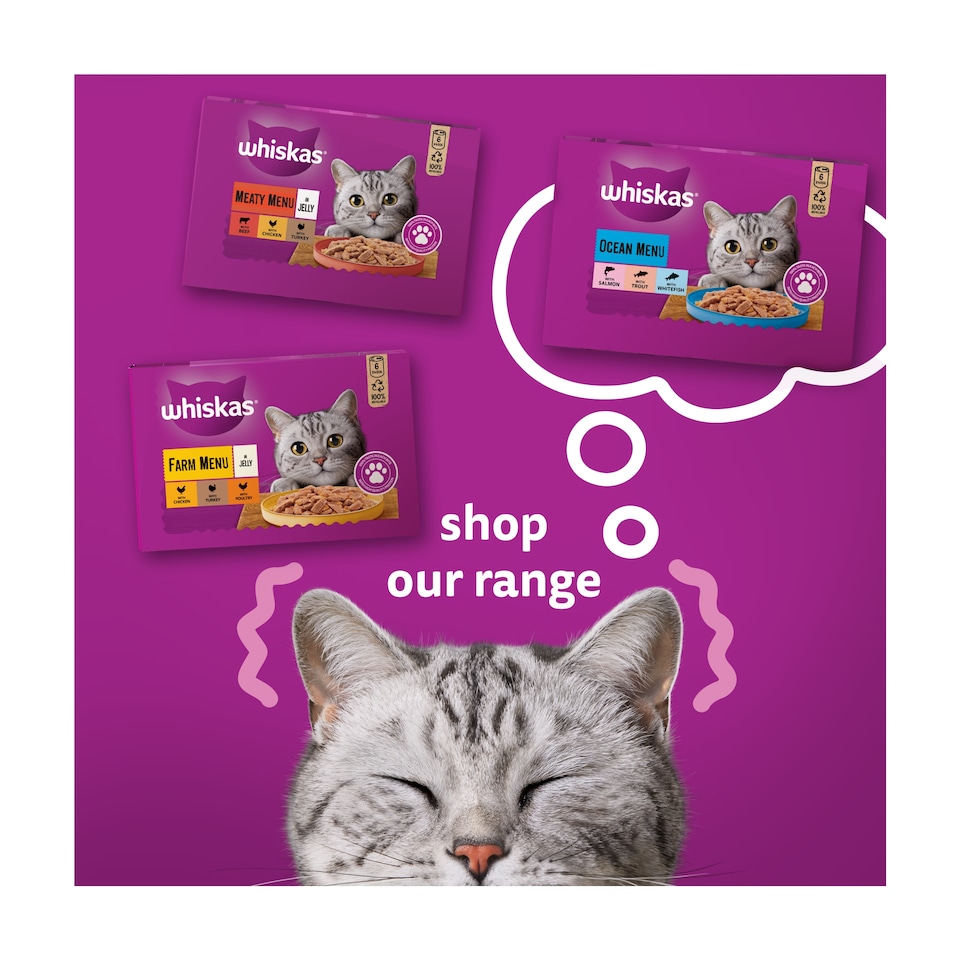 image 1 of Whiskas Adult Cat Food Tin Cans Farm Menu in Jelly 6x400g