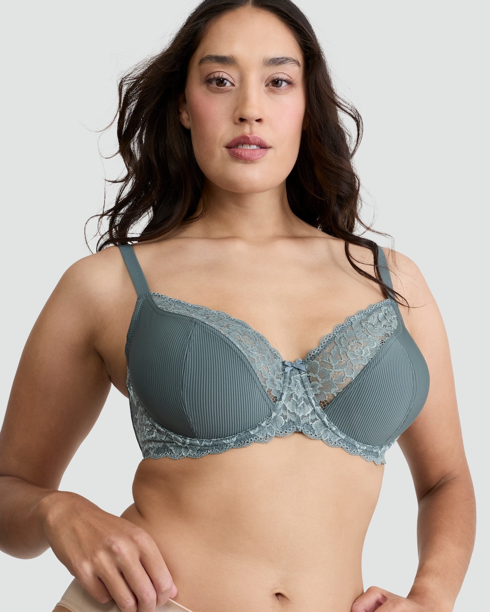 image 1 of F&F 2-Pack Fuller Bust Lace Trim Bras in Green