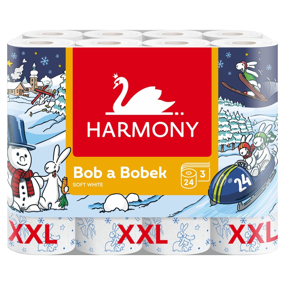 Harmony Bob a Bobek Soft White XXL toaletný papier 3 vrstvy 24 ks