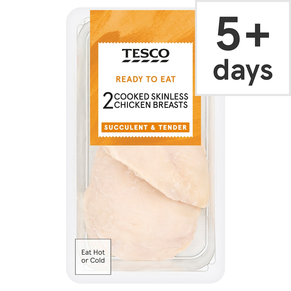 Tesco 2 Cooked Skinless Chicken Breast 220G