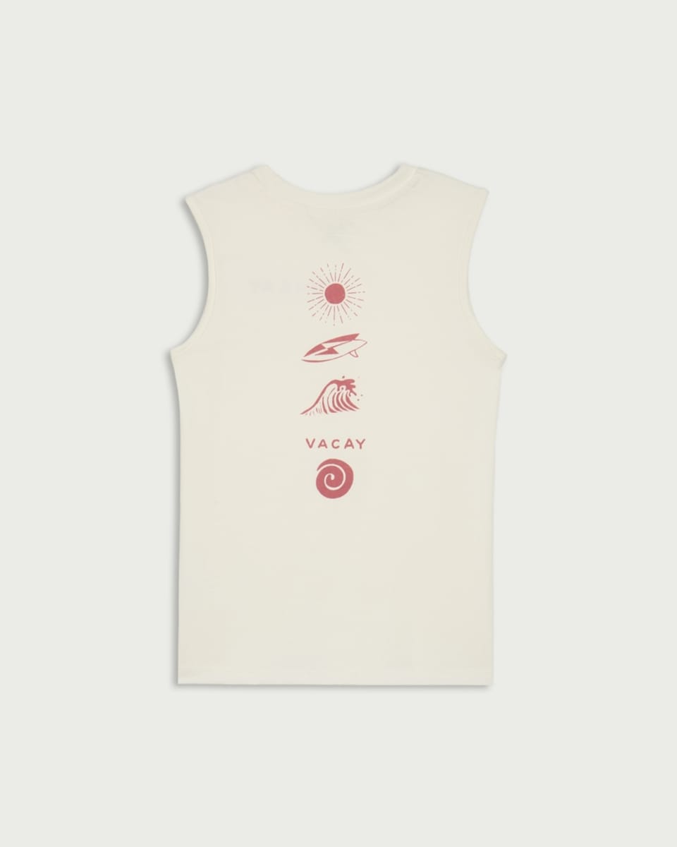 image 1 of F&F Boys Pure Cotton Printed Oversized Fit Vest in Cream