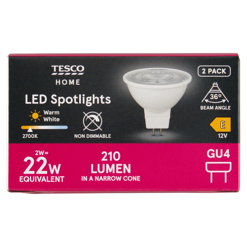 Tesco Home GU4 210 lm 22 W 2700K LED spotlámpa, 2 db-os 1. kép