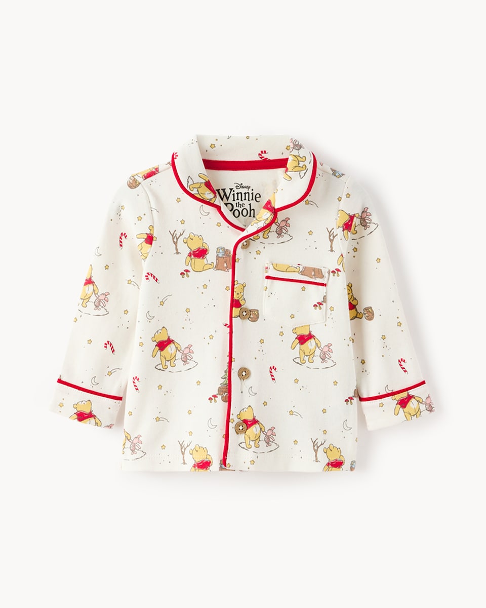 image 1 of Disney Winnie the Pooh Christmas Dressing Gown and Pyjamas Set in Red