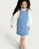 image 1 of F&F Girls 2-Piece Cotton Rich Embroidered Pocket Pinafore and Sweatshirt in Blue