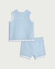 image 2 of F&F Baby 2-Piece Pure Cotton Floral Crochet Vest and Shorts Set in Blue