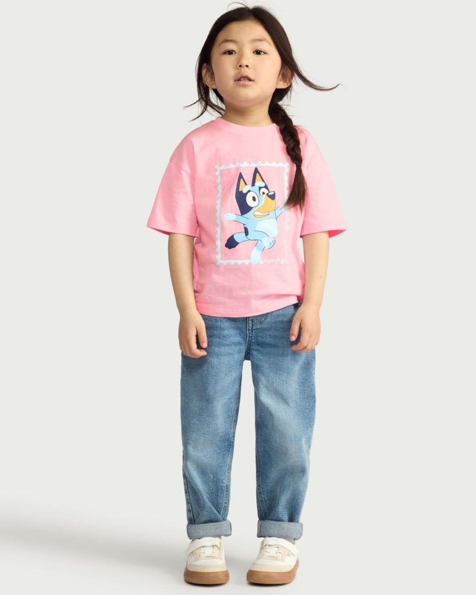 image 1 of Bluey Pure Cotton Character Print T-Shirt in Pink