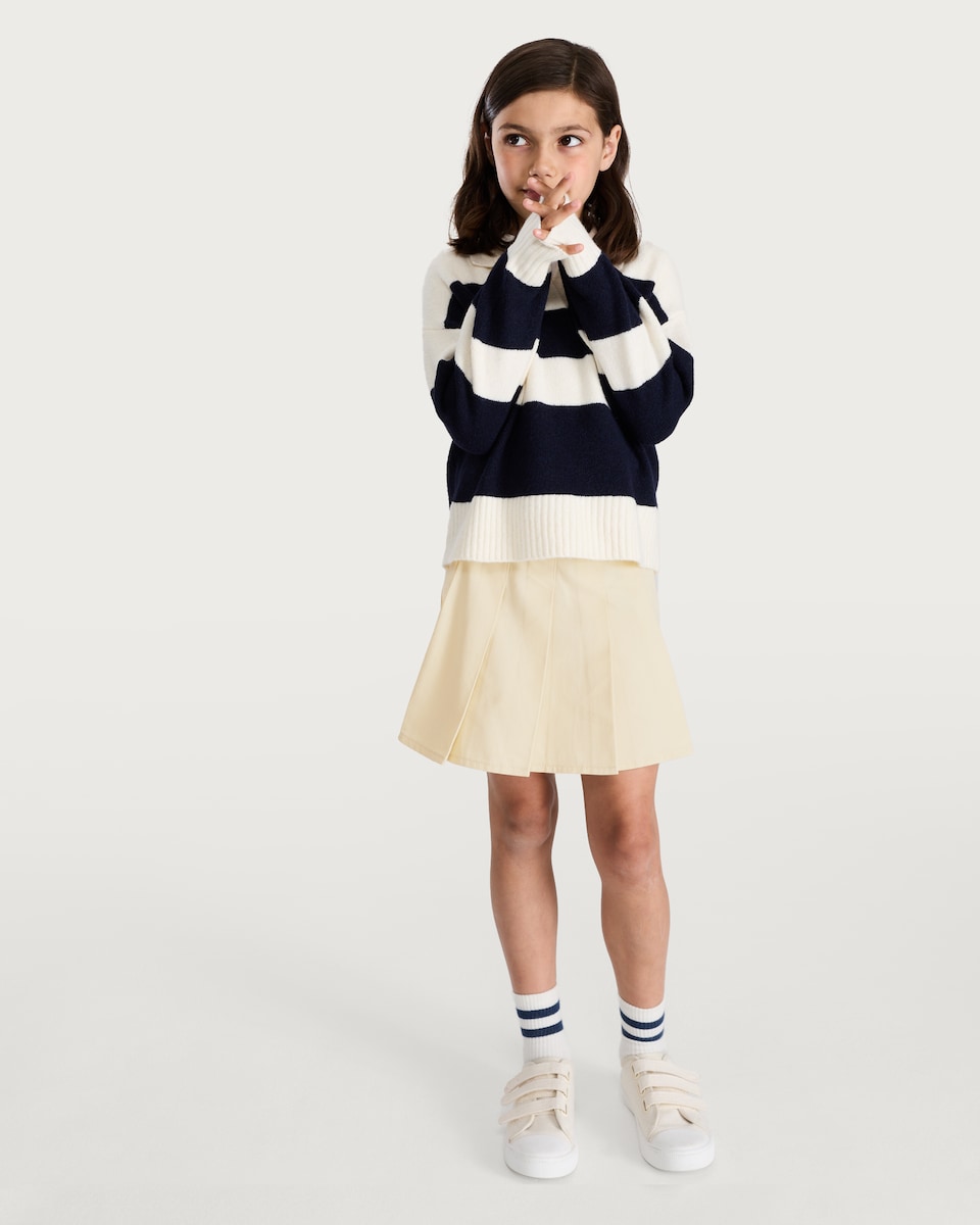 image 1 of F&F Girls Pleated Skirt in Cream
