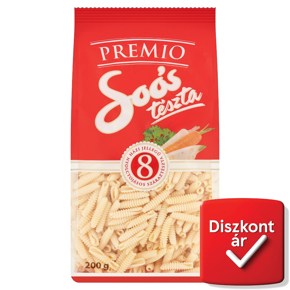 Soós Premio retro csiga házi jellegű nyolctojásos száraztészta 200 g 