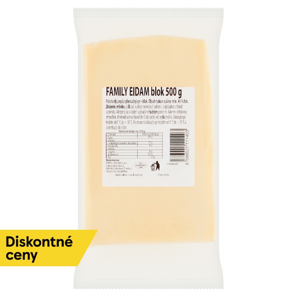 Family eidam 45 % syr blok 500 g