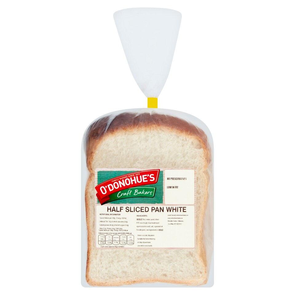 O'DONOHUES Half Sliced Pan White 350g