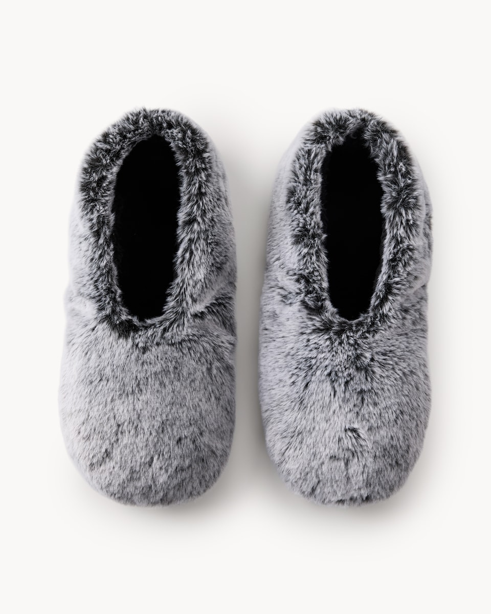 image 1 of F&F Faux Fur Slipper Socks in Black