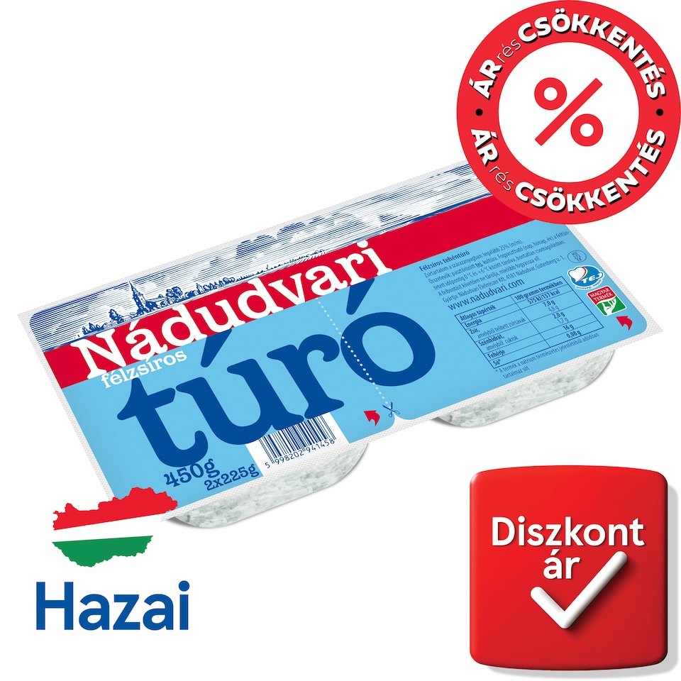 Nádudvari félzsíros tehéntúró 450 g