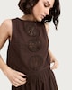 image 1 of F&F Embroidered Sleeveless Co-ord Beach Blouse in Brown