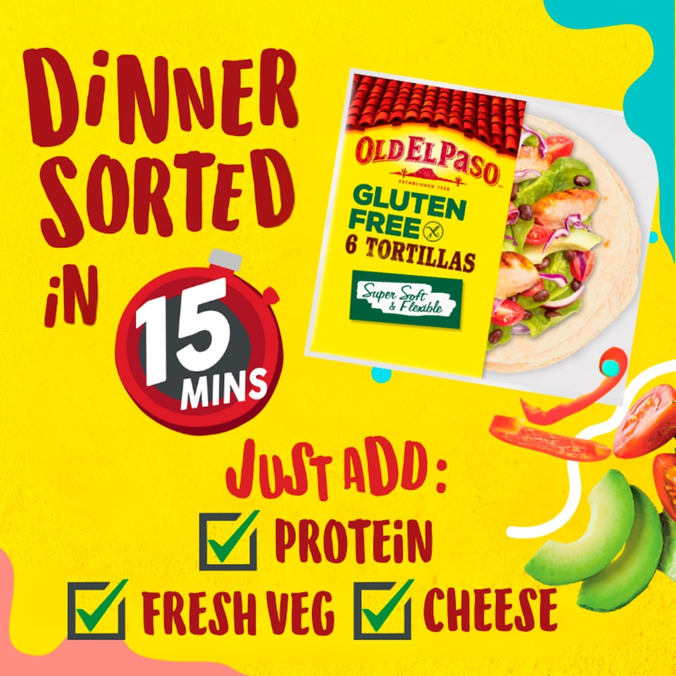 image 1 of Old El Paso 6 Regular Gluten Free Tortilla Wraps 216G