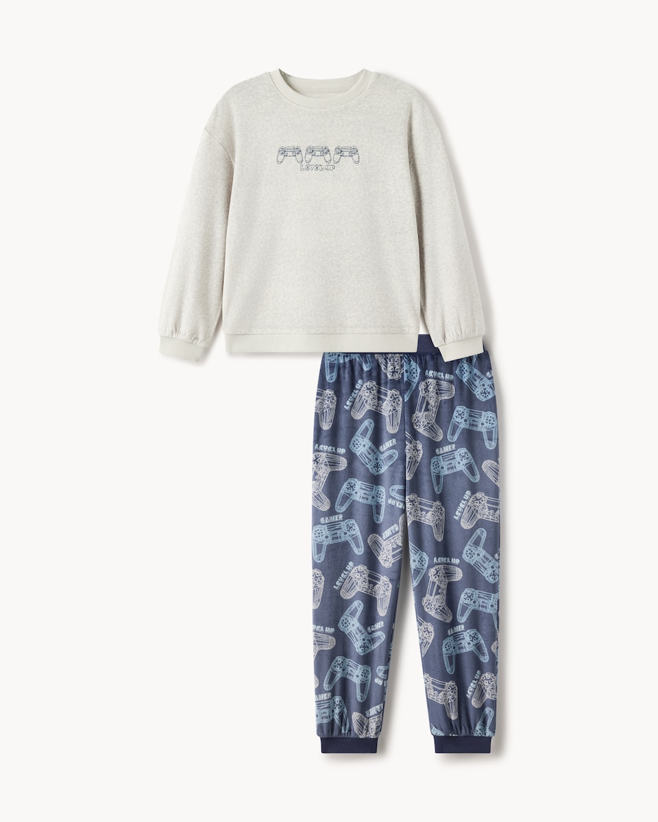 image 1 of F&F Boys Minky Fleece Gaming Pyjama Set in Multi