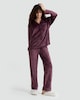 image 2 of F&F Fleece Textured Bow Print Shirt and Trousers Revere Pyjama Set in Purple