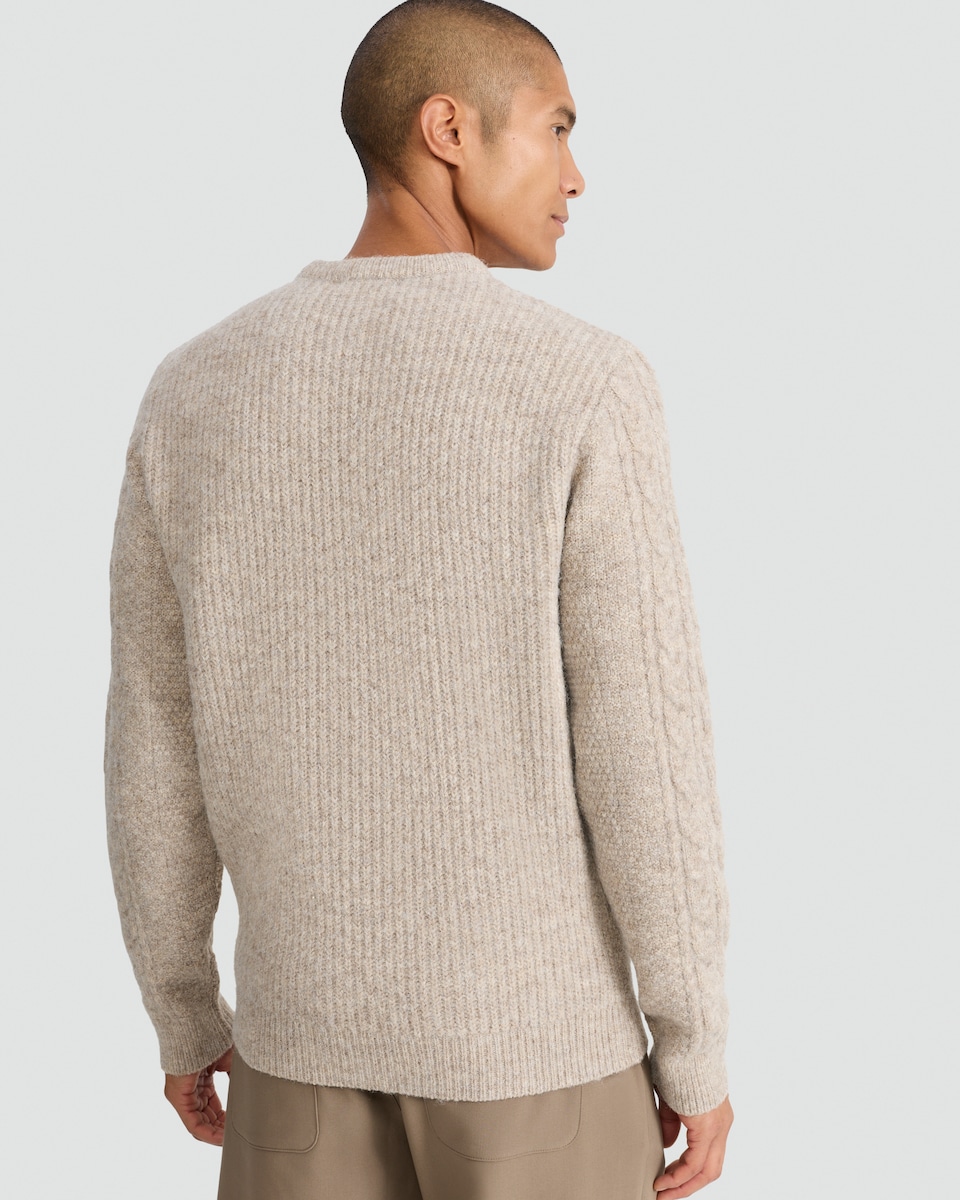image 1 of F&F Crew Neck Cable Knit Jumper in Neutral