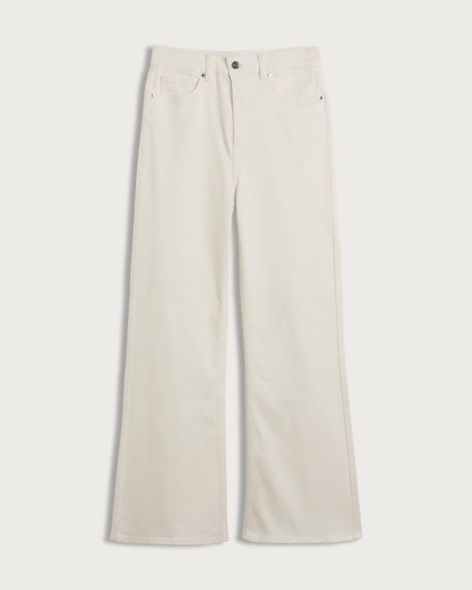 image 1 of F&F High Rise Flared Jeans in Ecru