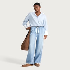 The F&F Edit TENCEL™ High Rise Wide Leg Drawstring Jeans in Blue