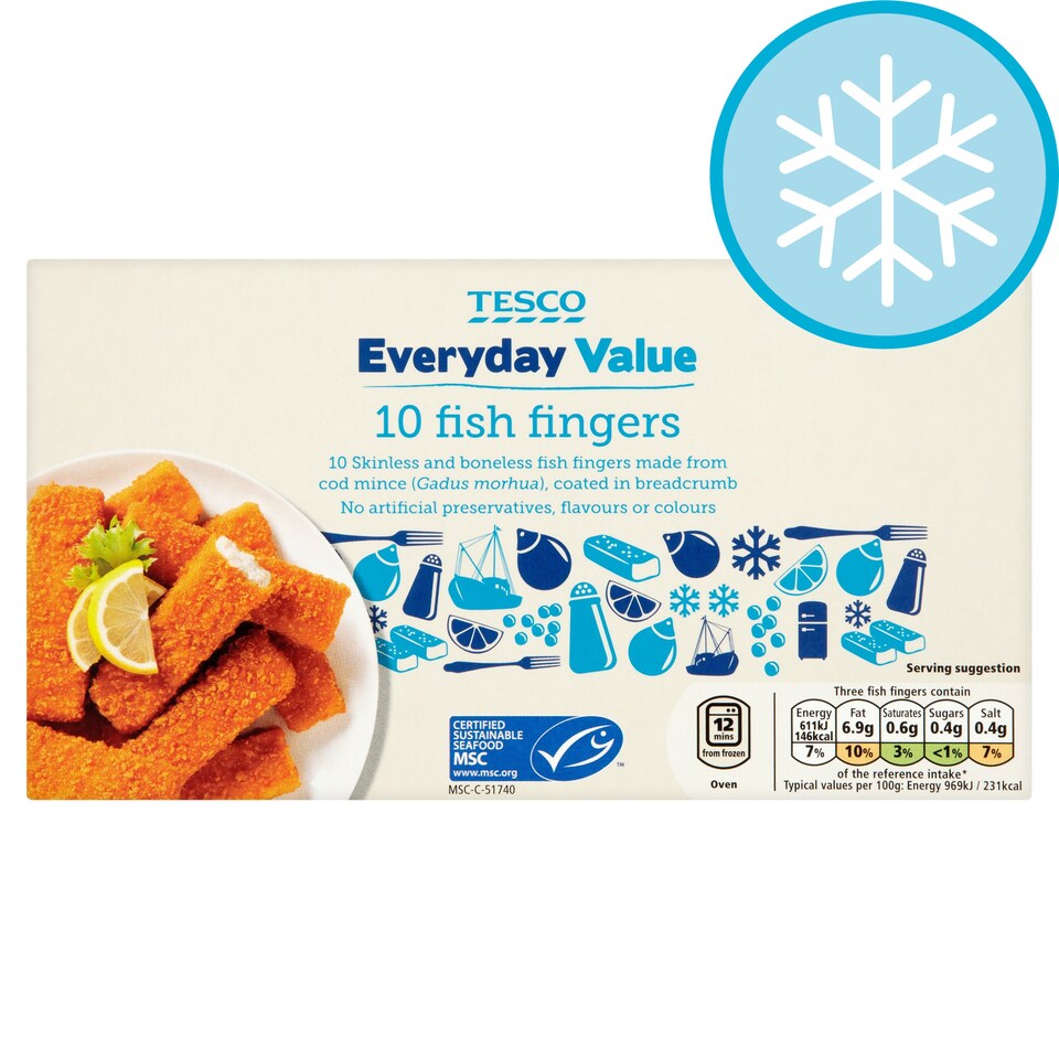 Tesco Everyday Value Fish Fingers 250G