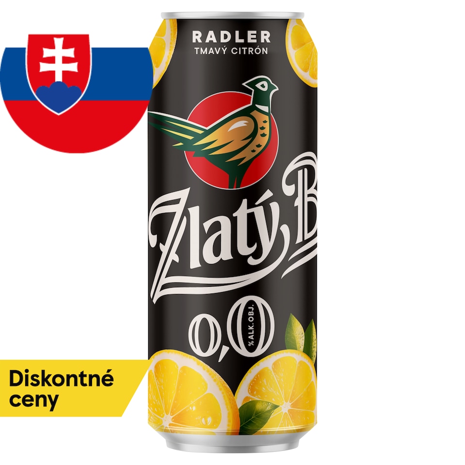 Zlatý Bažant Radler 0,0% Tmavý citrón plechovka 500 ml
