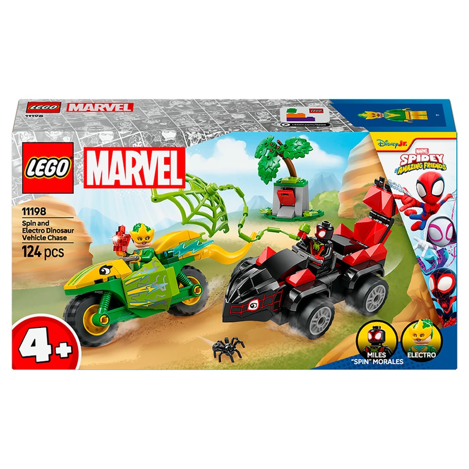 Obrázek 1 pro produkt LEGO Marvel Spidey a jeho úžasní přátelé 11198 Spin, Electro a honička s dinosauřím vozidlem