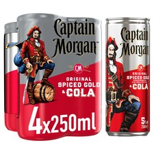 Captain Morgan Spiced Gold Rum & Cola Premixed Can 5% Vol 4x250ml