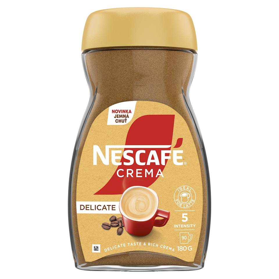 NESCAFÉ Crema Delicate, rozpustná káva s bohatou pěnou a jemnou chutí kávy 180g