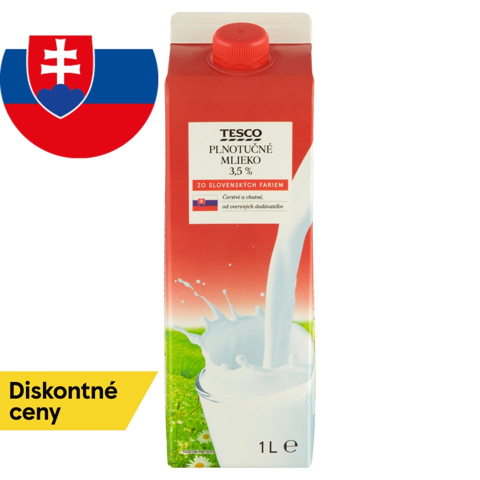 Tesco Plnotučné mlieko 3,5 % 1 l