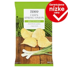 Tesco Smažené zemiakové lupienky s príchuťou jarnej cibuľky 150 g