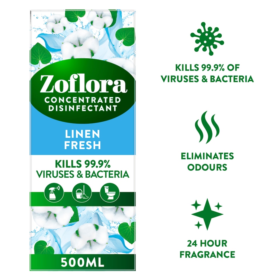 image 1 of Zoflora Concentrated Multipurpose Disinfectant - Linen Fresh 500ml