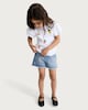 image 2 of F&F Girls Pure Cotton Fruit Embroidered Flutter Sleeved T-Shirt in Multi