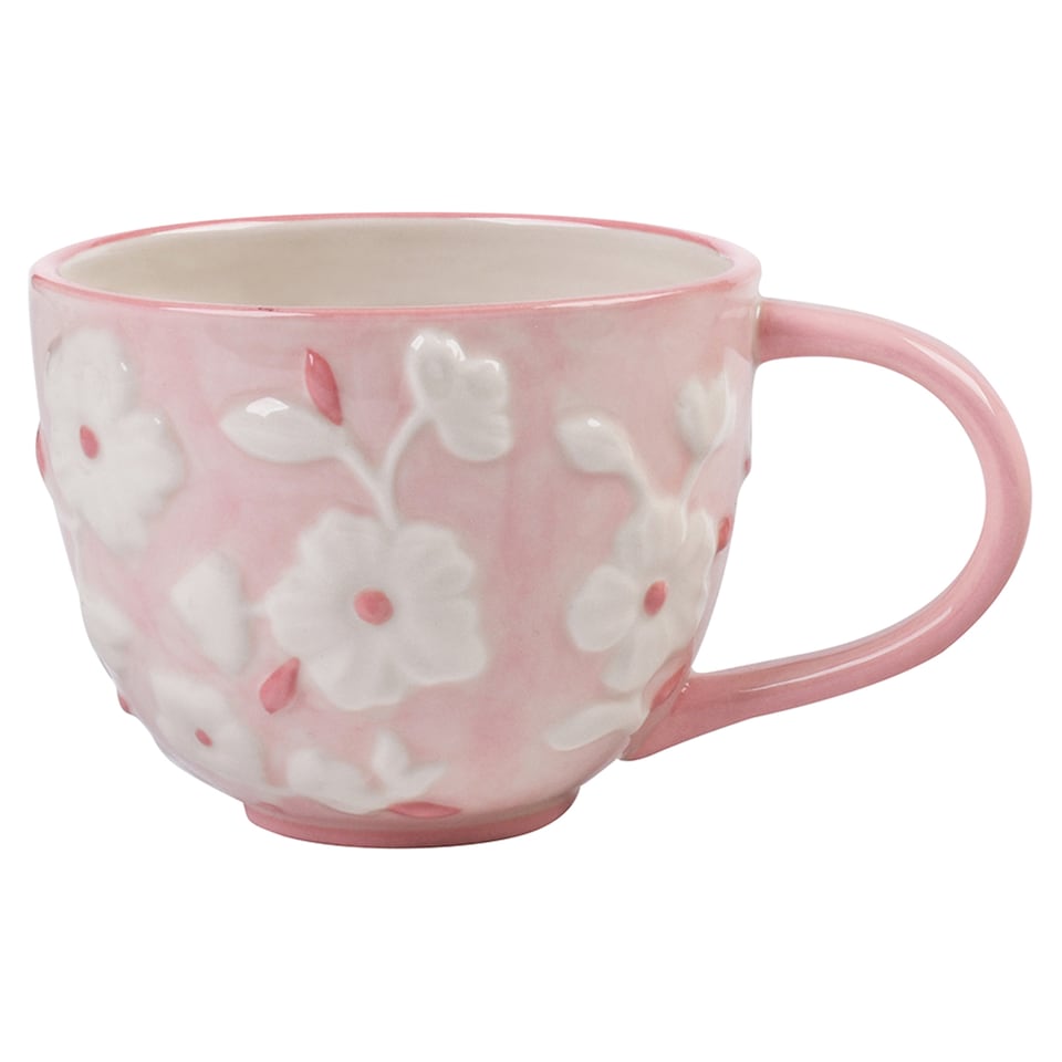 F&F Home Pink Floral Embossed Mug