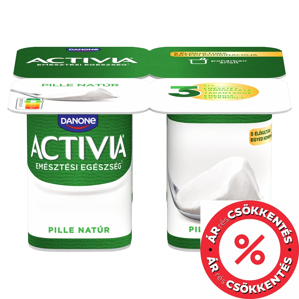 Danone Activia Pille élőflórás, natúr joghurt 4 x 125 g (500 g)