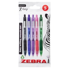 Zebra Z-Grip Retractable Funky Smooth Ballpoint Pens Assorted 5 Pack