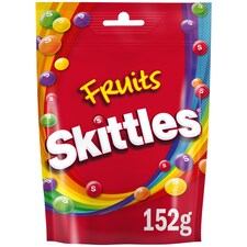 Skittles Vegan Chewy Sweets Fruit Pouch Bag 152g