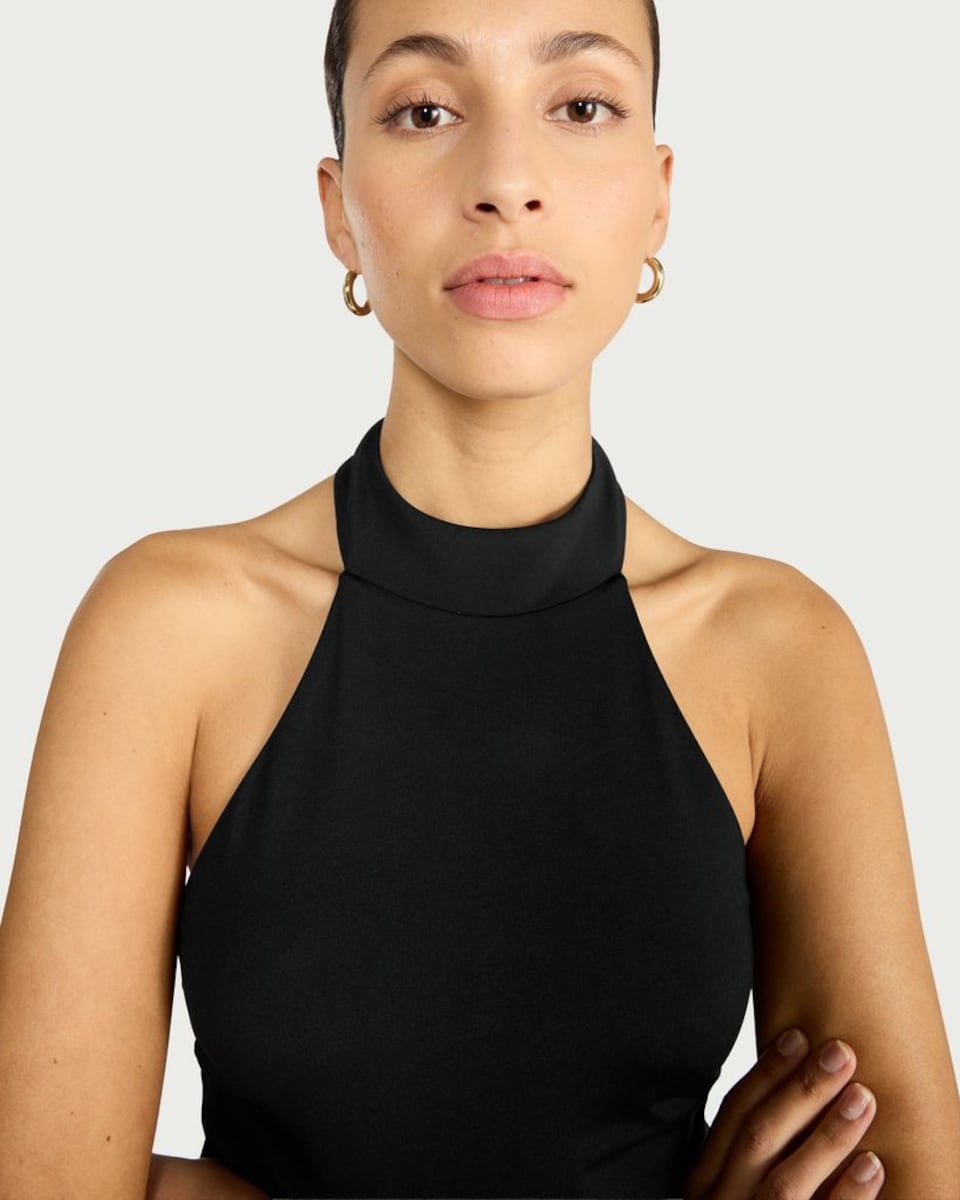 image 1 of F&F Polyamide Halter Neck Vest in Black