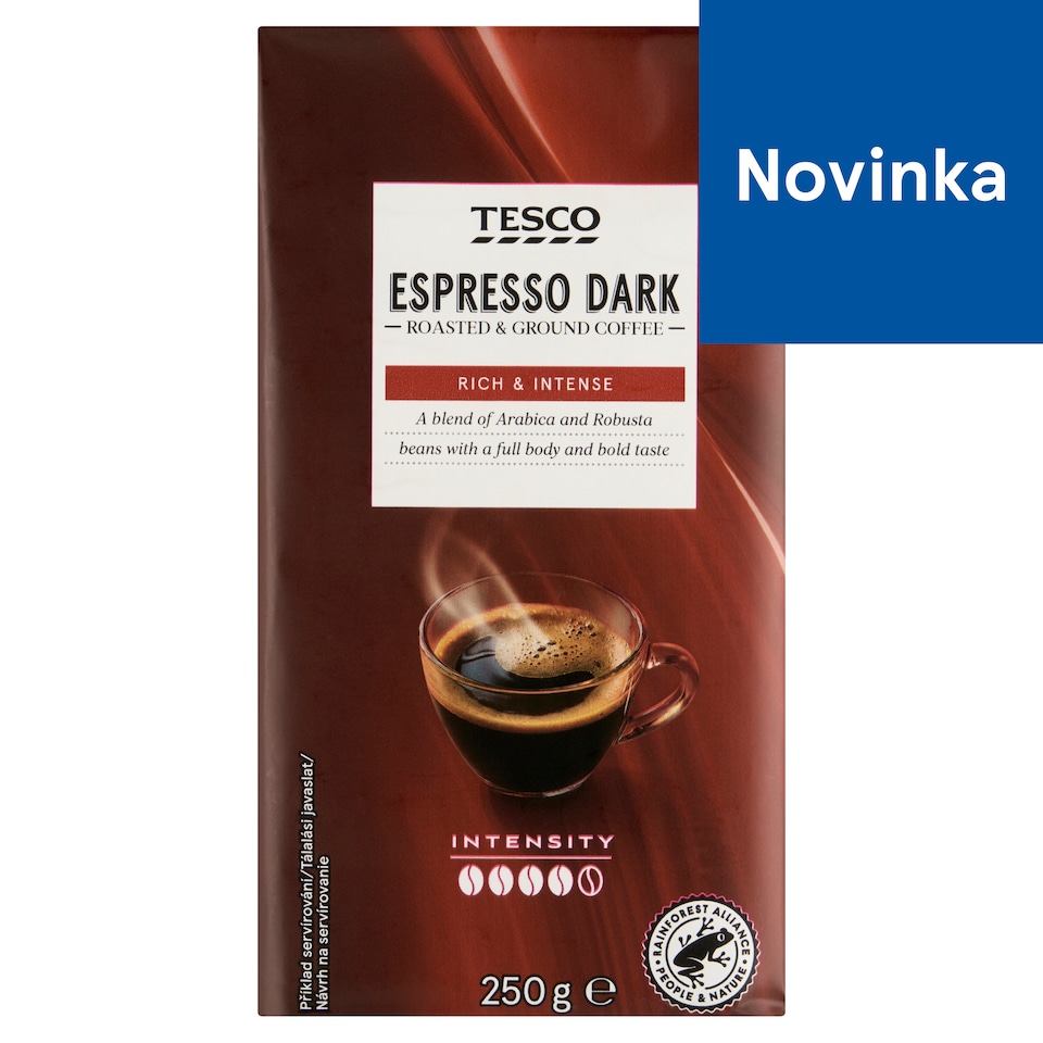 Tesco Espresso Dark zmes praženej mletej kávy 250 g