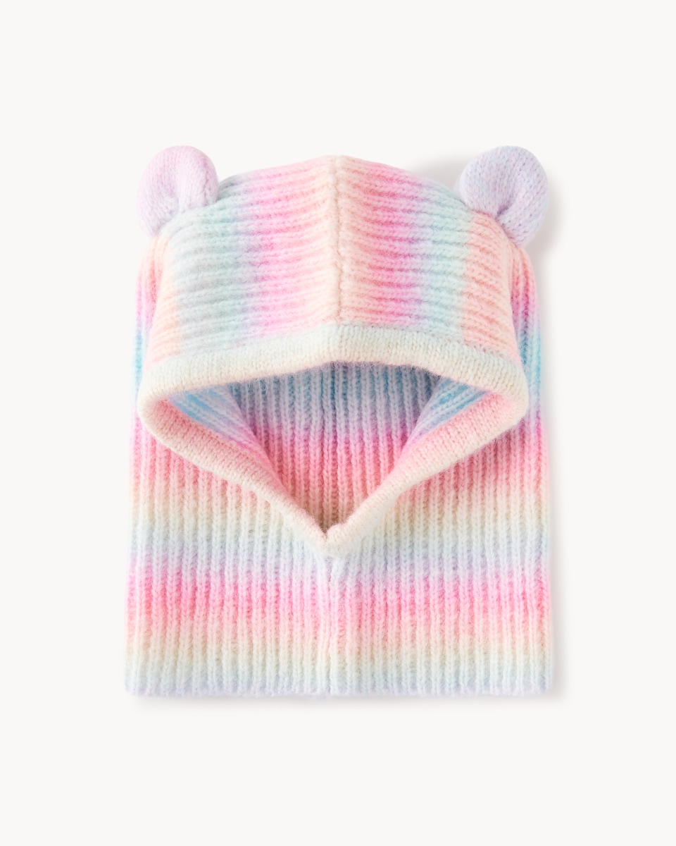 image 1 of F&F Girls Knitted Rainbow Balaclava in Multi
