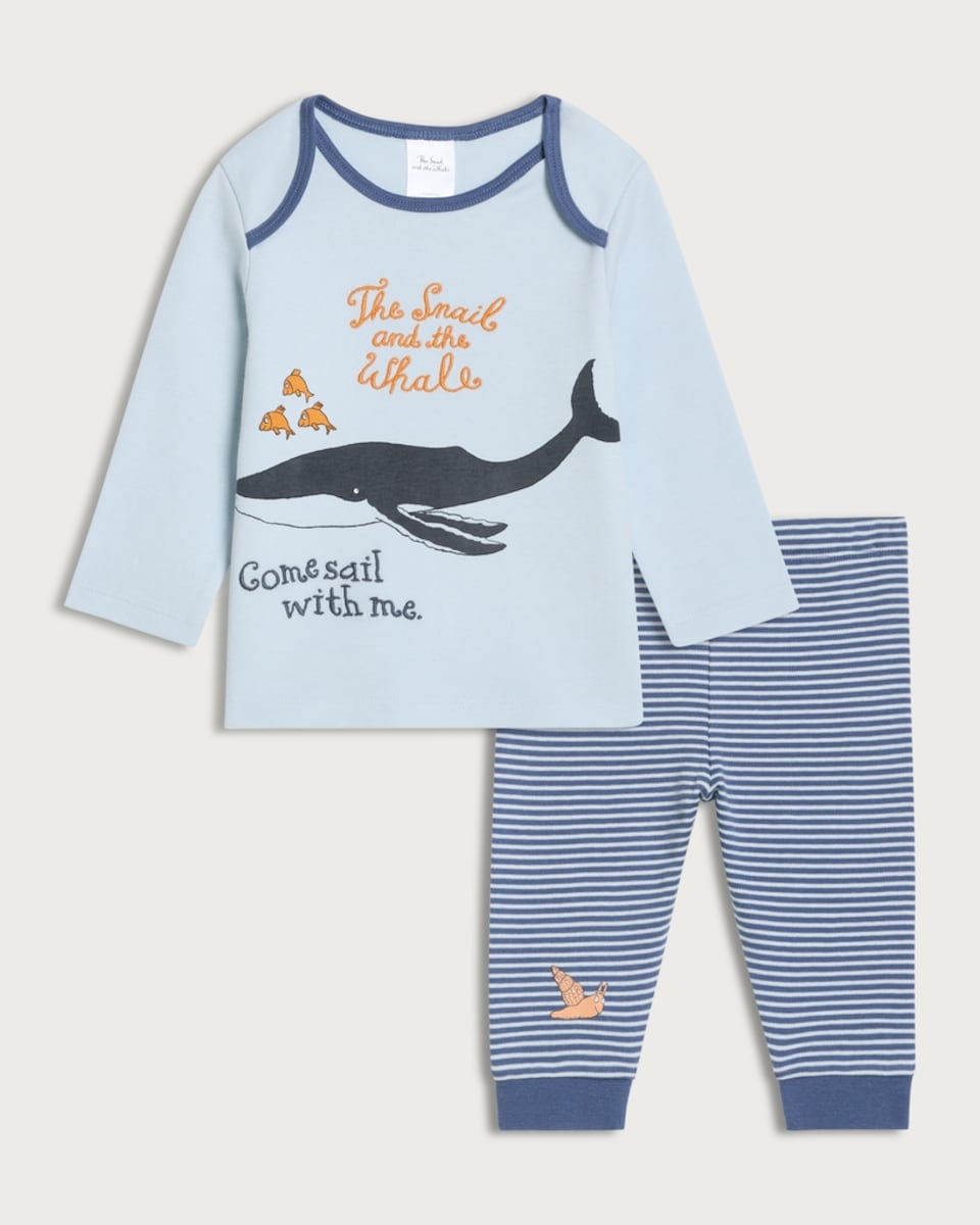 The Snail and the Whale 2-Piece Pure Cotton Pyjama Set in Blue