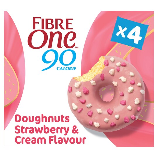 Fibre One 90 Calorie Doughnut Strawberry 4X23g Tesco Groceries