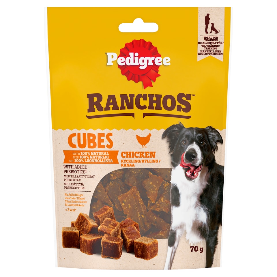  Pedigree Ranchos Cubes Chicken Dog Treats 70g