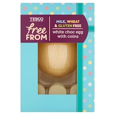 Tesco Free From White Chocolate Egg With Coins 115G