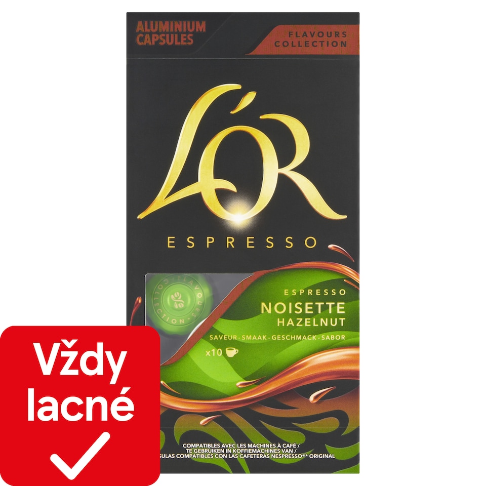 obrázok 1 z L'OR Espresso Noisette Hazelnut pražená mletá káva s orieškovou arómou 10 kapsúl 52 g