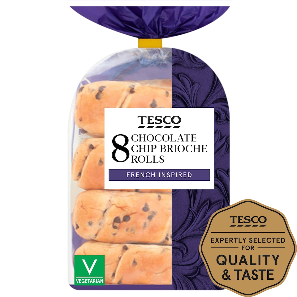 Tesco Chocolate Chip Brioche Rolls 8 Pack