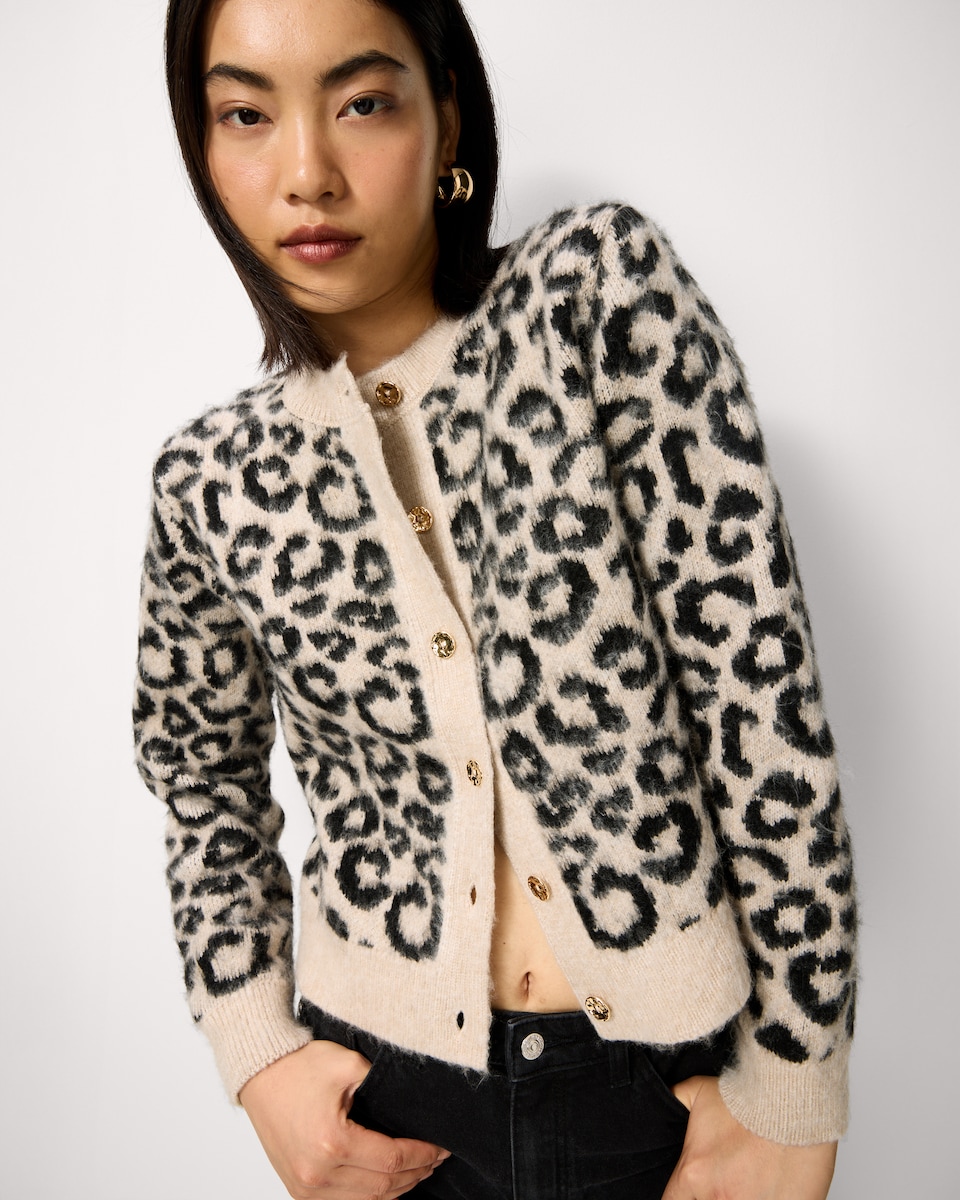 image 1 of F&F Leopard Print Cardigan in Multi Brown