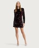 image 1 of F&F Sequin Embellished Long Sleeved Dress in Burgundy