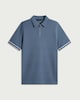 image 4 of F&F Textured Zip Neck Relaxed Fit Polo Shirt in Blue