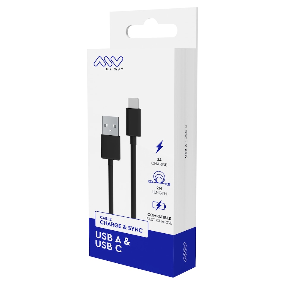 Myway Cable Usb To Usb C 2M Black