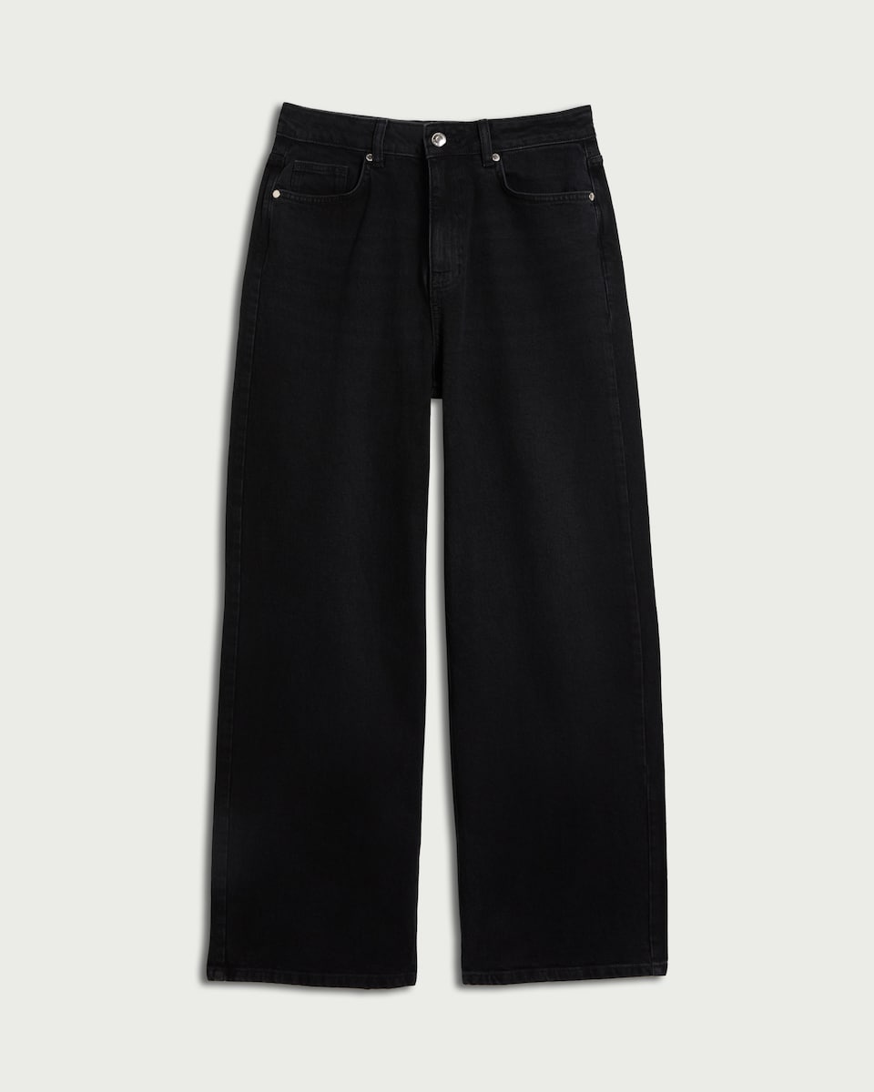 image 1 of F&F High Rise Wide Leg Jeans in Black